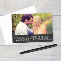Rustic Chalkboard Love and Thanks Photo Wedding