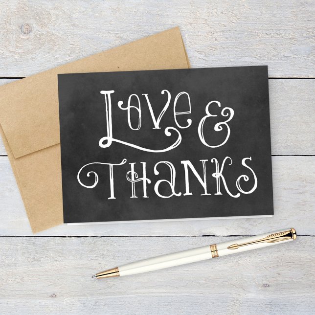 Rustic Chalkboard Love and Thanks Wedding Thank You Card (Creator Uploaded)