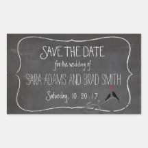 Rustic Chalkboard Lovebirds Save the Date Stickers