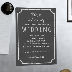 Rustic Chalkboard Magnetic Wedding Invitation