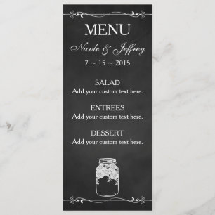 Rustic Chalkboard Mason Jar Custom Wedding Menu