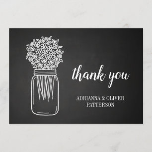 Rustic Chalkboard Mason Jar Flowers Thank You