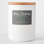 Rustic Chalkboard Merry Christmas Food Label<br><div class="desc">Christmas label for jars,  with a simple green twig against a chalkboard background,  and a trendy brush script.</div>