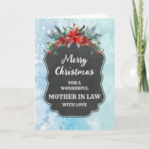 Rustic Chalkboard Mother in Law Merry Christmas Card