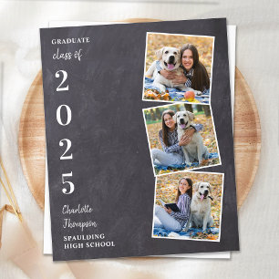 Rustic Chalkboard Photo Collage Graduation Invita Invitation Postcard
