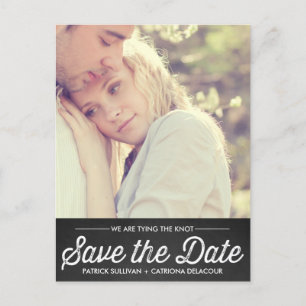 RUSTIC CHALKBOARD   PHOTO SAVE THE DATE POSTCARD