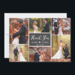 Rustic Chalkboard Script 6 Photo Collage Wedding  Thank You Card<br><div class="desc">Modern, Rustic Chalkboard Hand Lettered Wedding 6 Multi Photo Collage Thank You Card. Stylish wedding thank you card template featuring six (6) photo on the front and one (1) photo on the back side (used black white filter). With the text "thank you" in a swirly hand lettered calligraphy script font...</div>