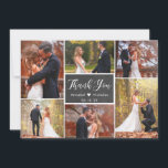 Rustic Chalkboard Script 6 Photo Collage Wedding  Thank You Card<br><div class="desc">Modern, Rustic Chalkboard Hand Lettered Wedding 6 Multi Photo Collage Thank You Card. Stylish wedding thank you card template featuring six (6) photo on the front and one (1) photo on the back side (used black white filter). With the text "thank you" in a swirly hand lettered calligraphy script font...</div>