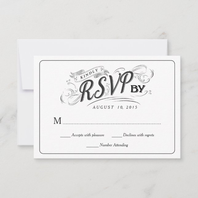 Rustic Chalkboard Script Art RSVP Wedding Reply (Front)