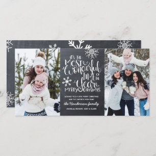Rustic Chalkboard Snowflake Merry Christmas Photo Card