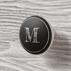 Rustic Chalkboard Style Monogram Ceramic Knob