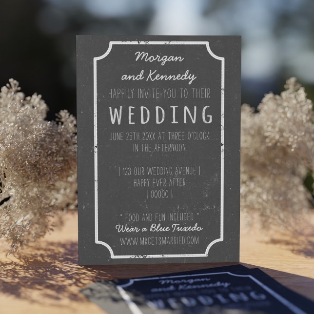 Rustic Chalkboard Style Wedding Invitations (A rustic chalkboard wedding invitation waiting for the details of your rustic chalkboard wedding)