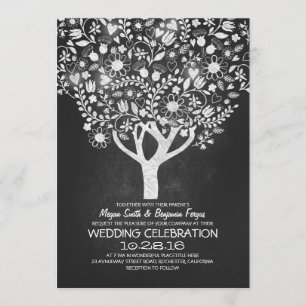rustic chalkboard tree wedding invites