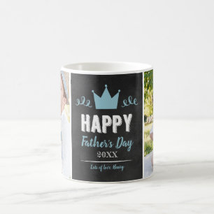 Rustic Chalkboard Two Photo Blue Father's Day Mug