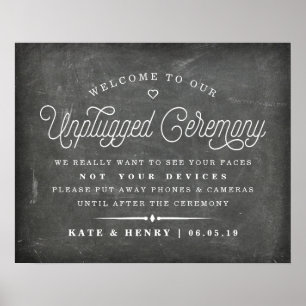 Rustic Chalkboard Unplugged Ceremony Poster 2