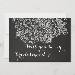 Rustic Chalkboard Vintage Paisley Bridesmaid Invitation