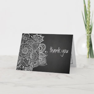 Rustic Chalkboard Vintage Paisley Thank You Card