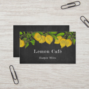 Rustic chalkboard watercolor lemons business card