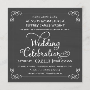 Rustic Chalkboard Wedding Celebration Invites