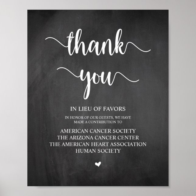 Rustic Chalkboard, Wedding Donation, Contribution Poster (Front)