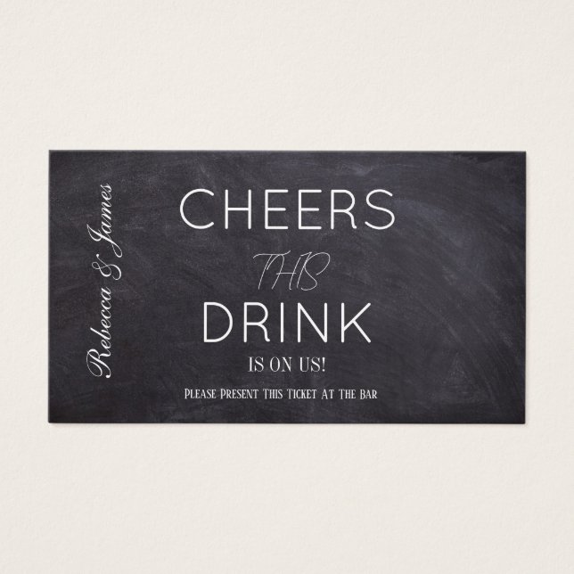Rustic Chalkboard Wedding Drink Voucher Ticket (Front)
