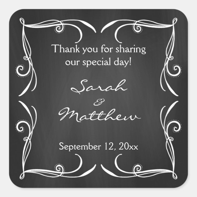 Rustic Chalkboard Wedding Favour Stickers (Front)