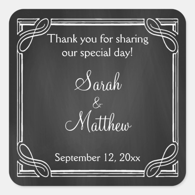 Rustic Chalkboard Wedding Favour Stickers (Front)