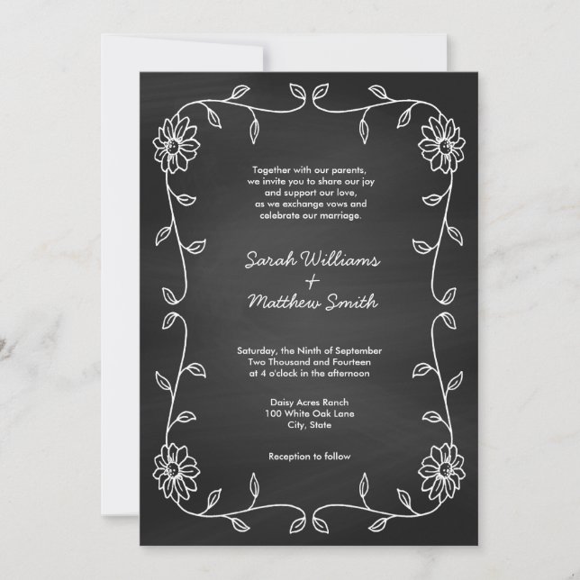 Rustic Chalkboard Wedding Invitations (Front)