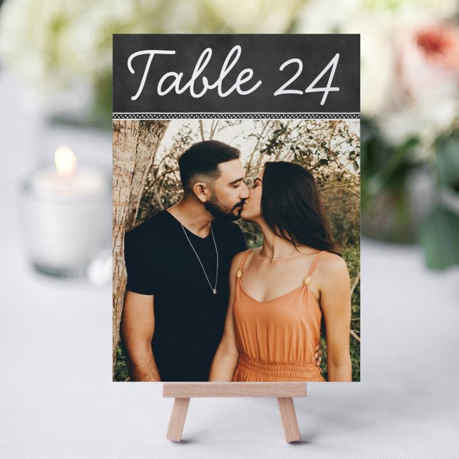 Rustic Chalkboard Wedding Photo Table Number (Creator Uploaded)