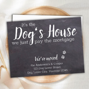 Rustic Chalkboard We've Moved Dog Moving Announcement Postcard