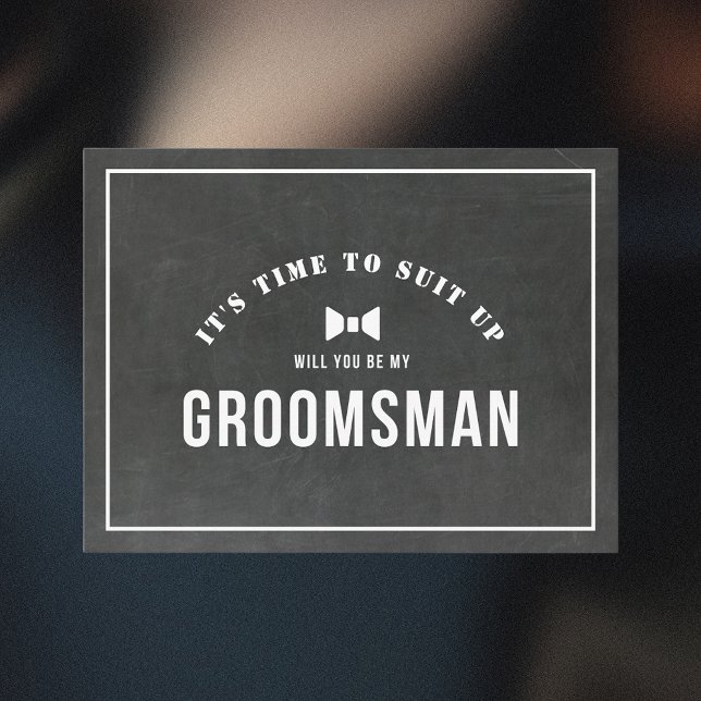 Rustic Chalkboard Will You Be My Groomsman Invitation Postcard (Creator Uploaded)