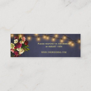 Rustic chalkboard winter wedding website RSVP Mini Business Card