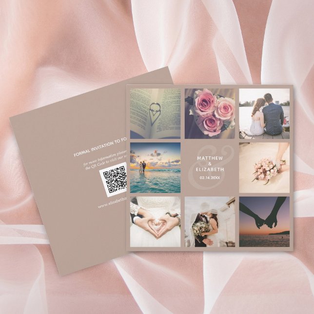 Rustic Champagne Ampersand Photo Collage Wedding Save The Date (Creator Uploaded)