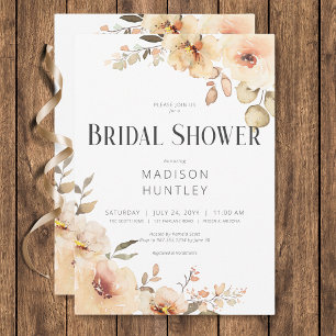 Rustic Champagne Cream Floral Bridal Shower Invitation