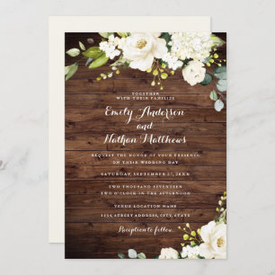 Rustic Champagne Floral Wedding Invitation