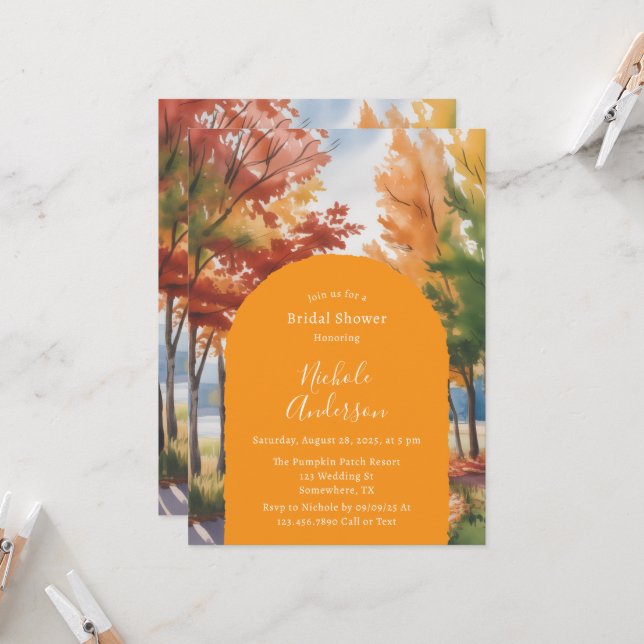 Rustic Changing of the Leaves Bridal Shower Invitation (Front/Back In Situ)