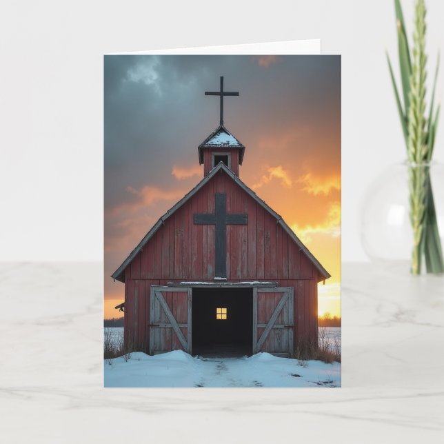 Rustic Chapel Christmas Card (Front)