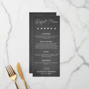 Rustic Charcoal Black Wedding Buffet Menu 