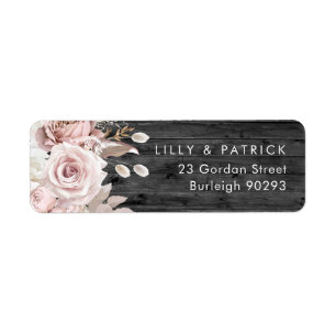 Rustic Charcoal Wood Blush Wedding Return Address Return Address Label