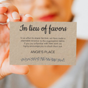 Rustic Charity Donation Table Number Wedding Place Card