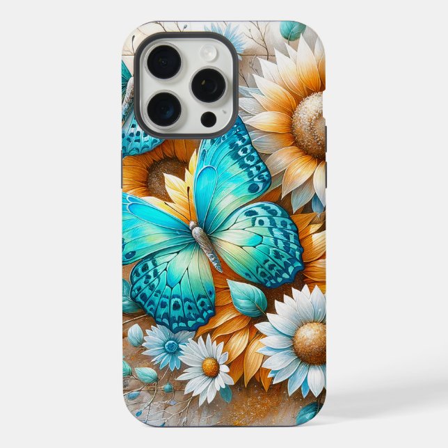 Rustic Charm: Butterfly and Daisy  iPhone Case (Back)