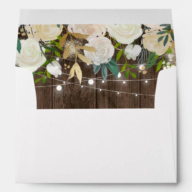 Rustic Charm Chic Floral String Lights for 5x7 Envelopes (Back (Bottom))