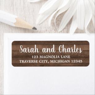 Rustic Charm Dark Wood Address Return Address Label
