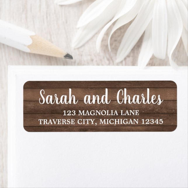Rustic Charm Dark Wood Address Return Address Label (Insitu)