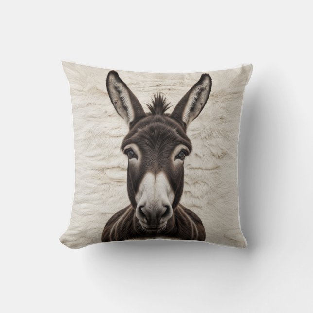 Rustic Charm: Donkey Black and White Kilim Pillows (Front)