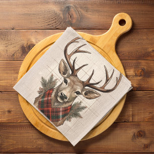 Rustic Charm Farmhouse Treasures with Plaid Deer Tea Towel