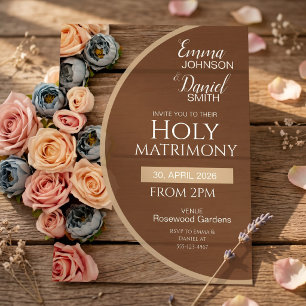 Rustic Charm Holy Matrimony Wedding Invitation