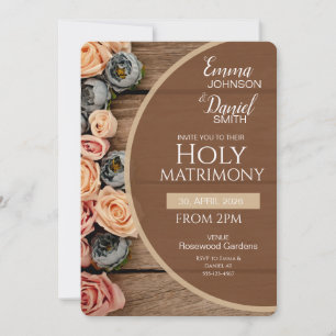 Rustic Charm Holy Matrimony Wedding Invitation