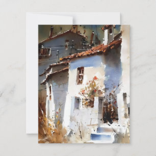 Rustic Charm In Greece In Watercolors Holiday Card