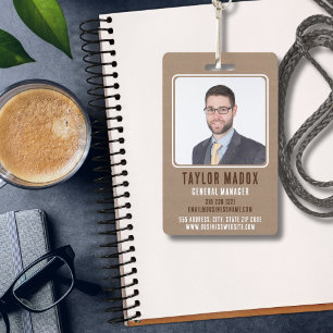 Rustic Charm Kraft Paper Employee Business ID Badge